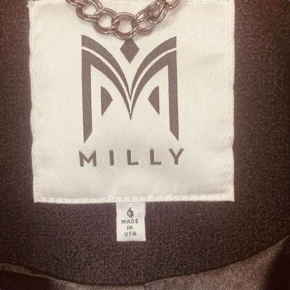 Milly | Nubby Wool & Leather Tuxedo Blazer Size 6 | EUC - Picture 4 of 11